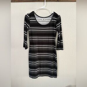 Mudd Black and White Striped Long Sleeve Dress